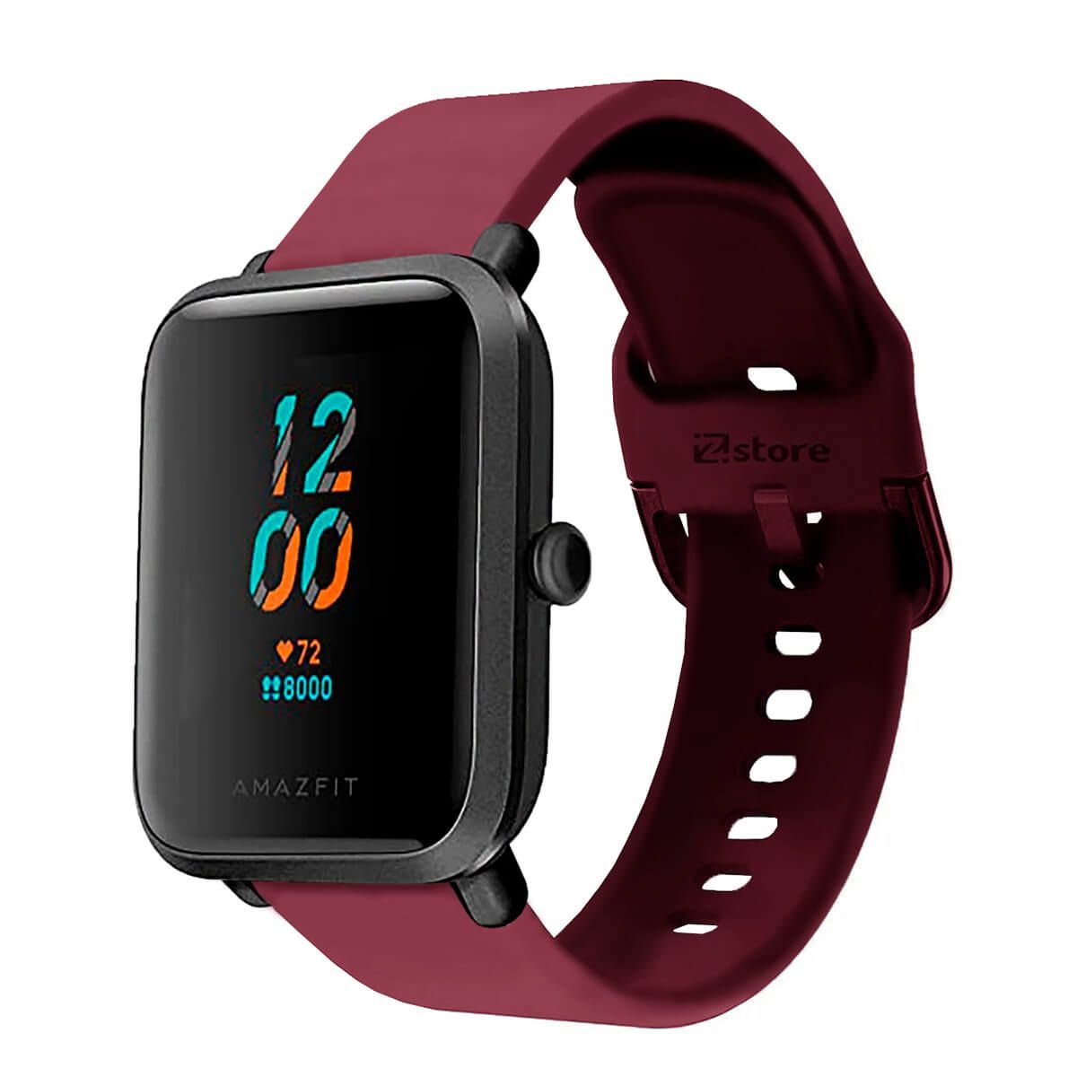 GENERICO - Correa Compatible Con Amazfit Bip Lite Vino Rojo Hebilla 20mm