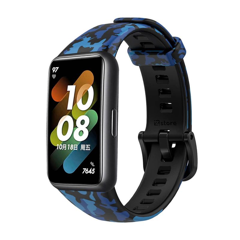 GENERICO - Correa Compatible Con Huawei Band 7 Camuflado Azul