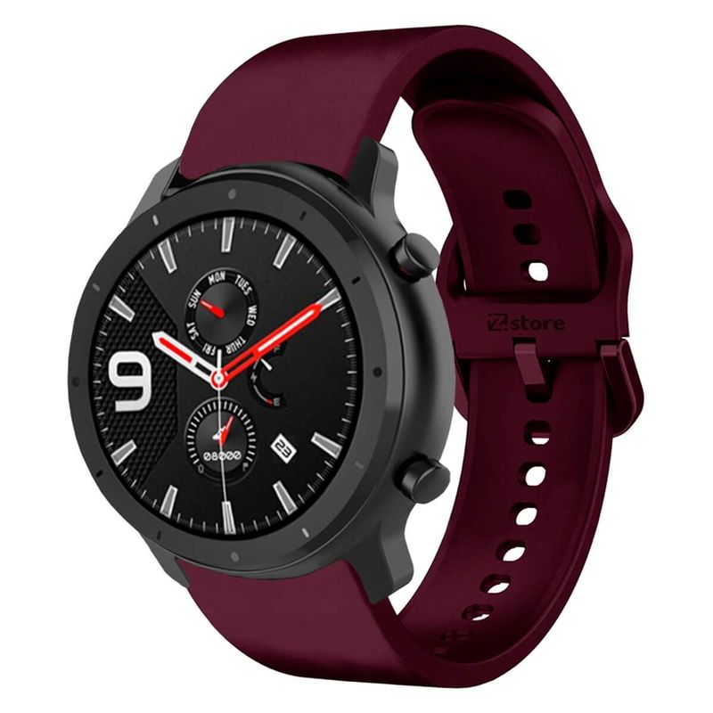 GENERICO - Correa Compatible Con Amazfit GTR 42mm Vino Rojo Hebilla 20mm