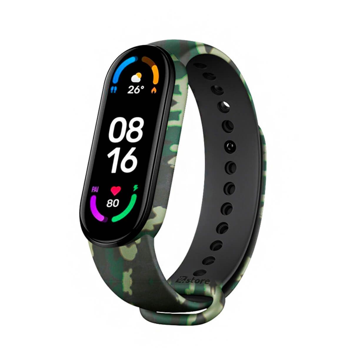 GENERICO - Correa Compatible Con Xiaomi Mi Band 5 y 6 Camuflada Verde