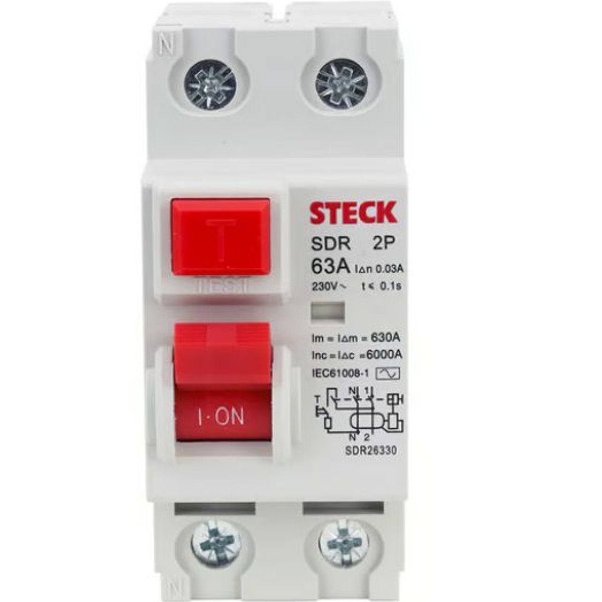 STECK - INTERRUPTOR DIFERENCIAL 2P 63A 400V 30MA