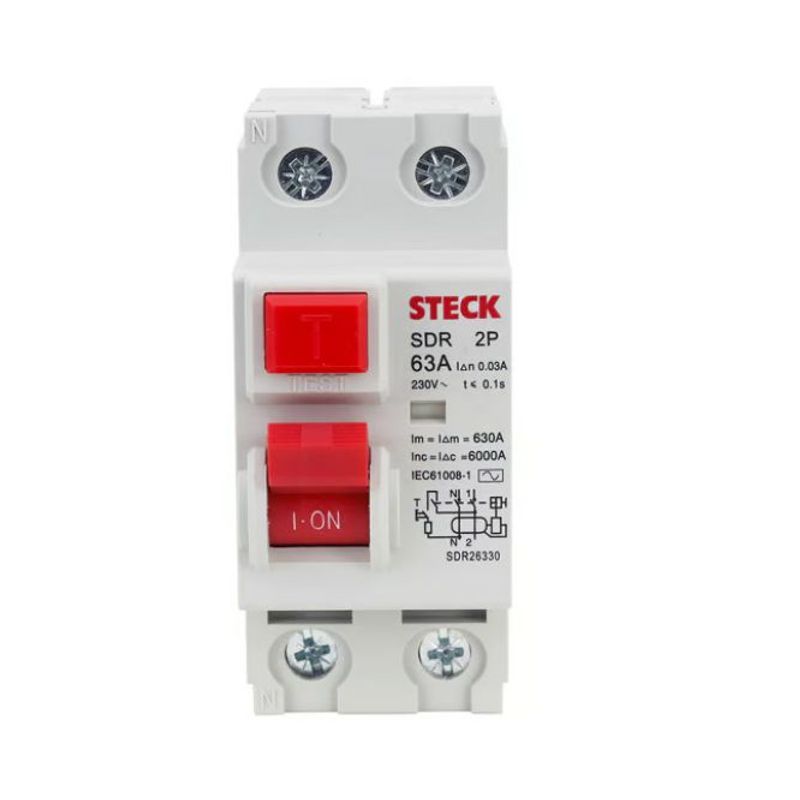STECK - INTERRUPTOR DIFERENCIAL 2P 63A 400V 30MA