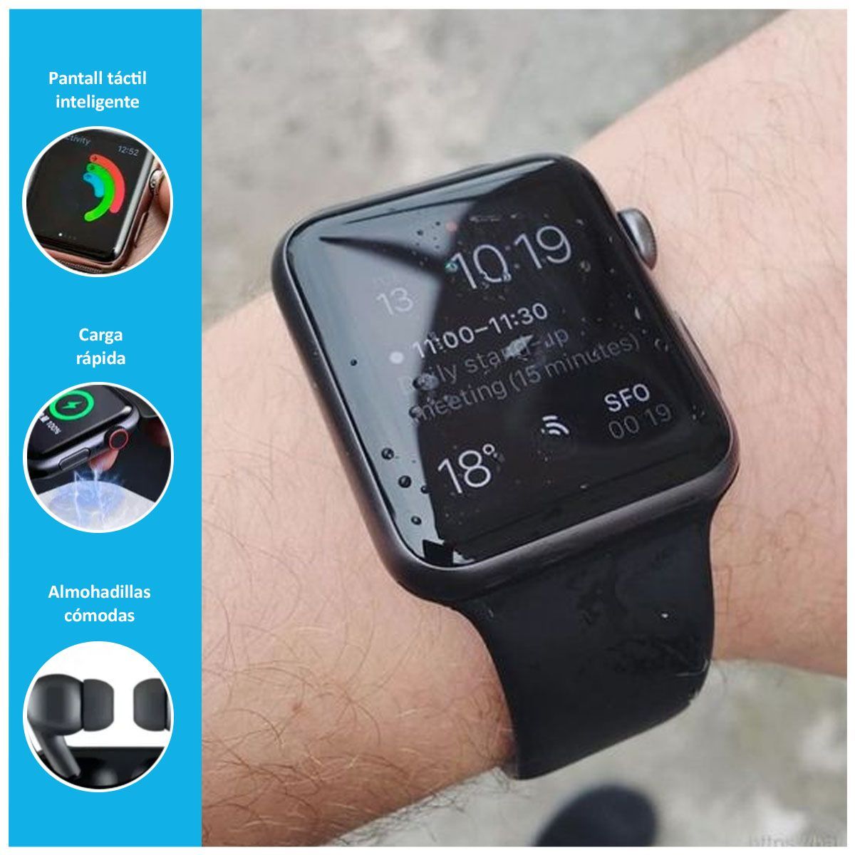 SASARU - Smartwatch i9 Pro Max S Negro + Audífonos Inpods 13 Pro Negro