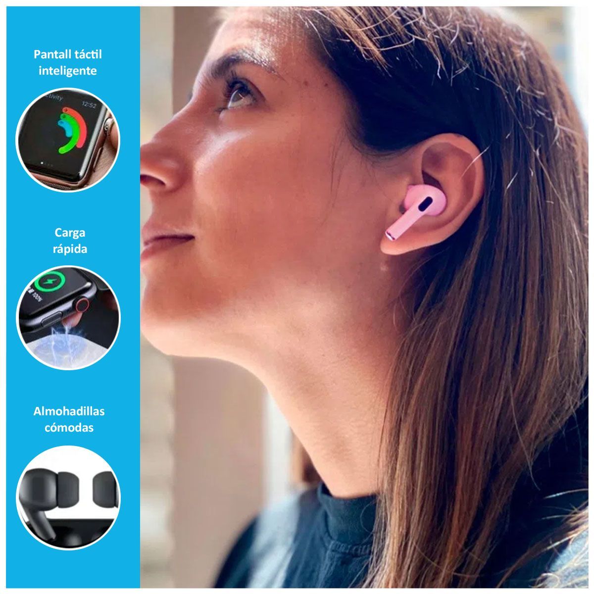 SASARU - Smartwatch i9 Pro Max S Rosado + Audífonos Inpods 13 Pro Rosado