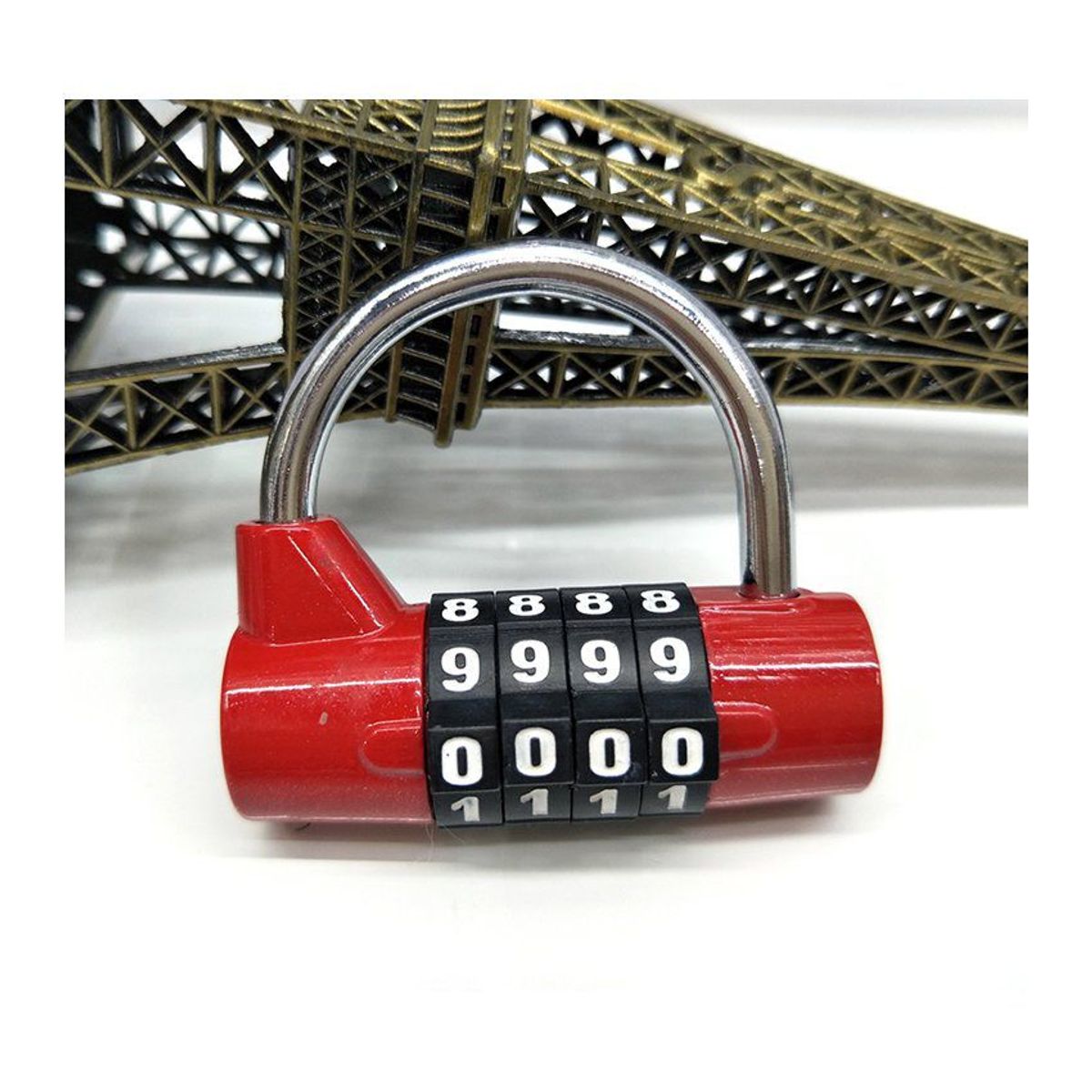GENERICO - Candado con clave de combinación de 4 dígitos-Rojo