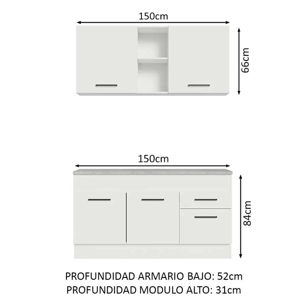 MADESA - Mueble de Cocina Integral Agata 150 cm - Con Encimera 01