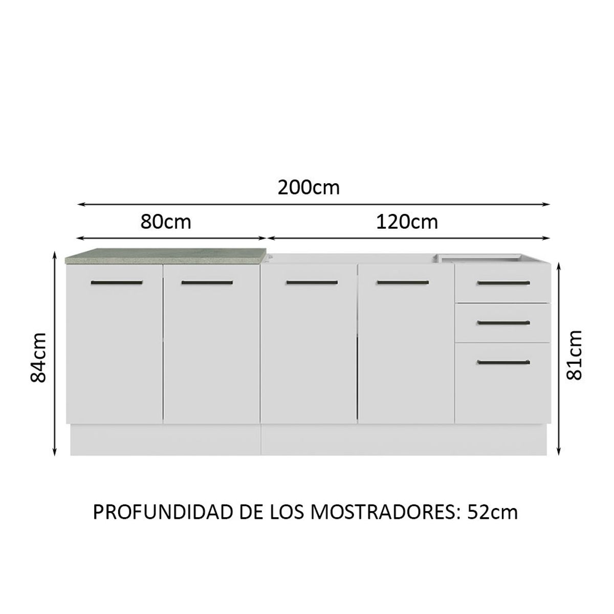 MADESA - Kit con 2 Muebles de Cocina Agata 200 cm