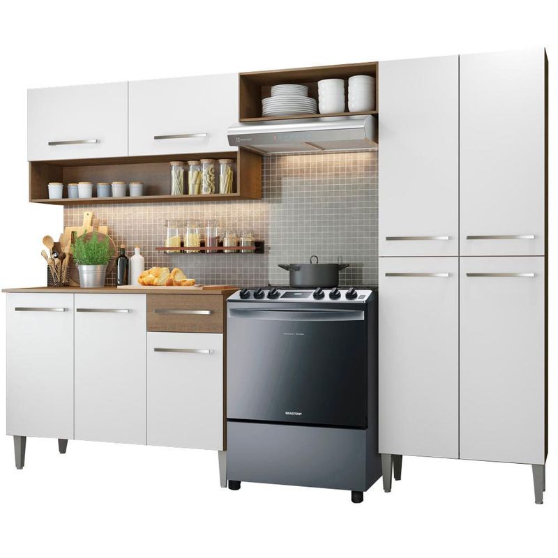 MADESA - Mueble De Cocina Madesa Emilly Pop Marrón/Blanco Con Encimera Y Patas Regulables
