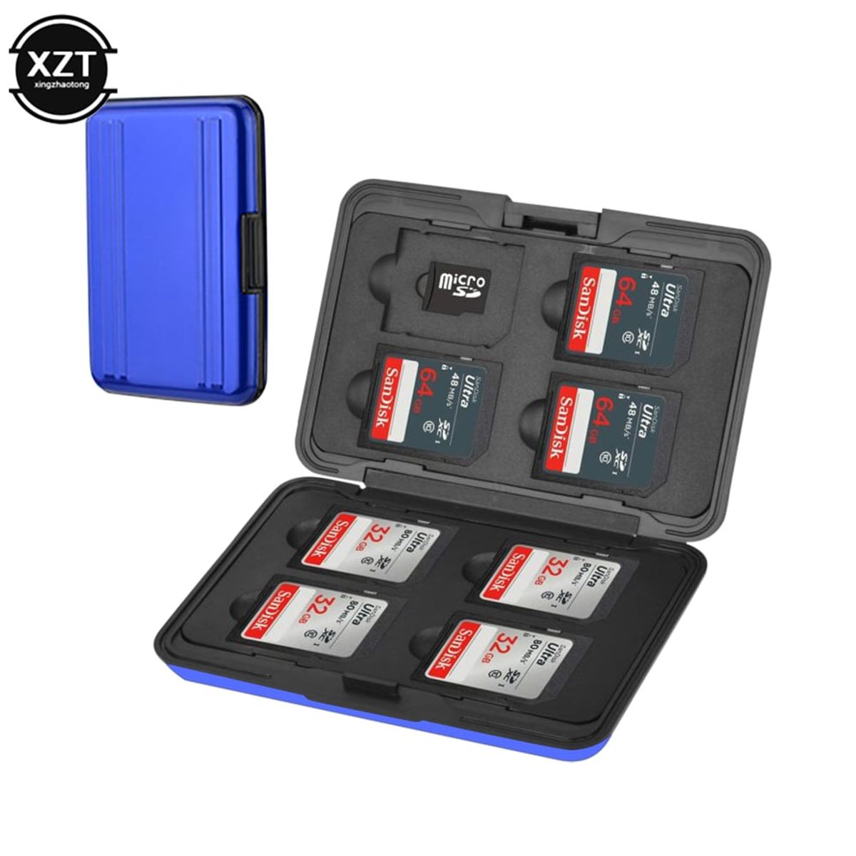 GENERICO - Estuche para memoria SD y micro SD - azul