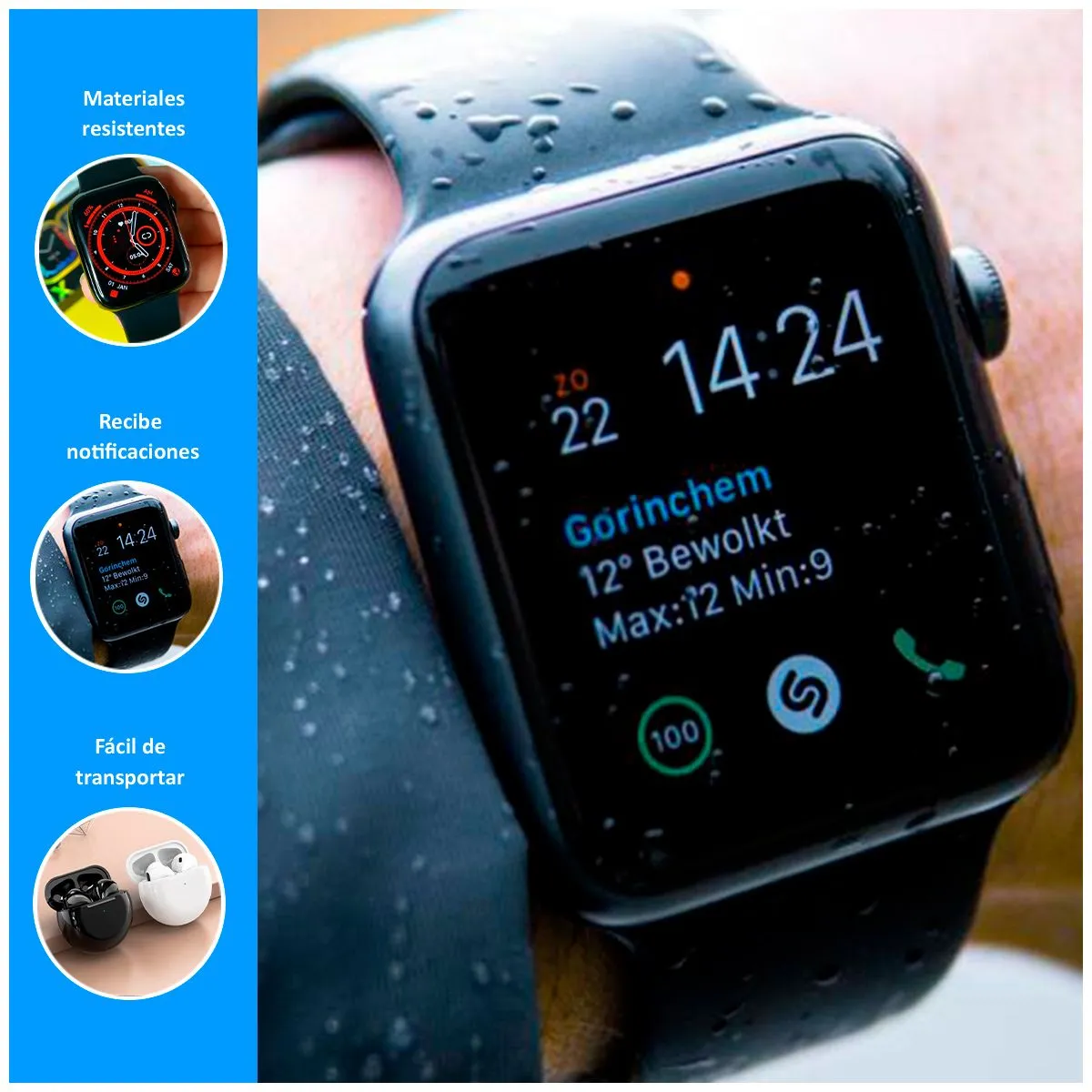SASARU - Smartwatch i9 Pro Max S Negro + Audífonos Pro 6 Negro