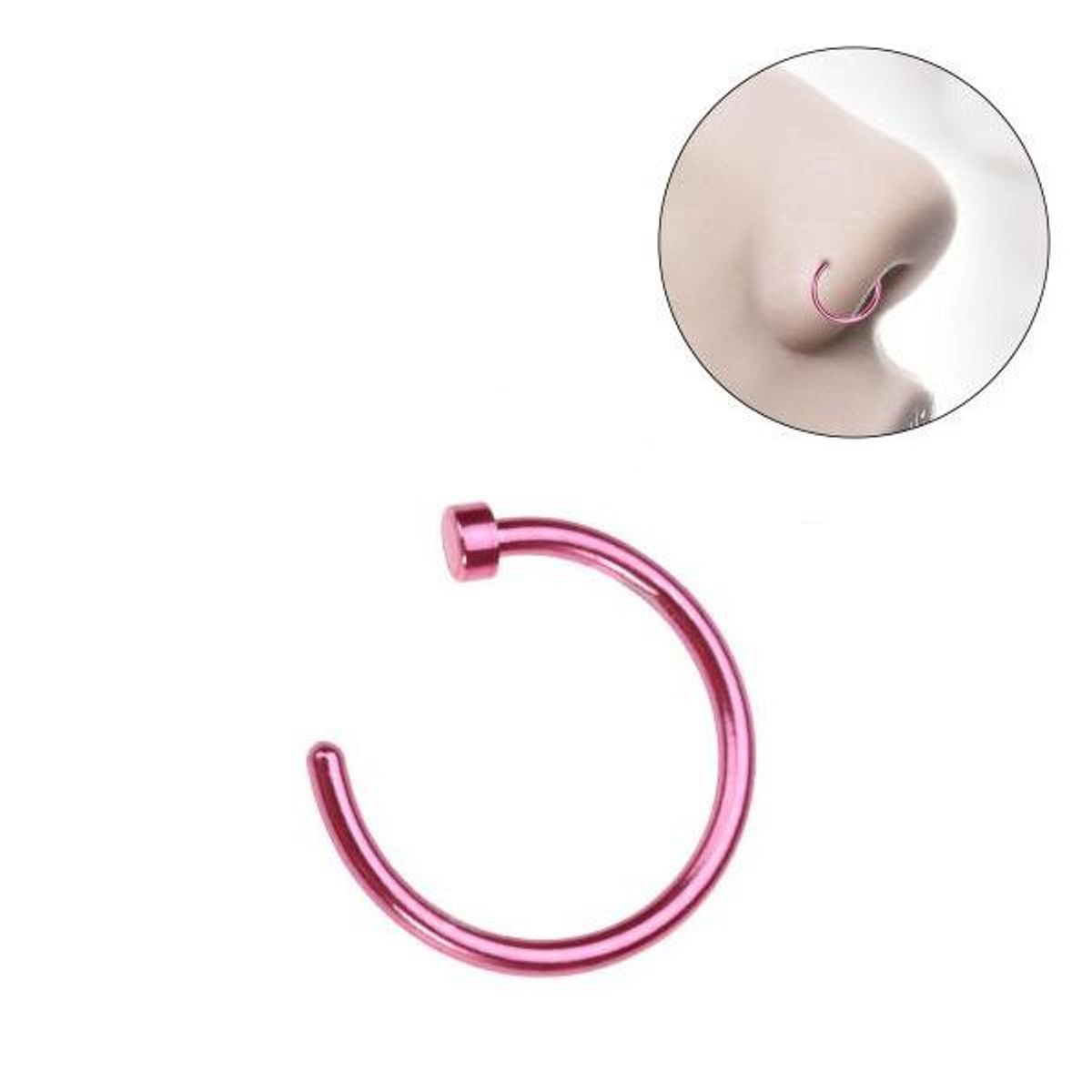 GENERICO - Set x 2 Piercings argolla 8mm rosado nariz o labio nostril labret