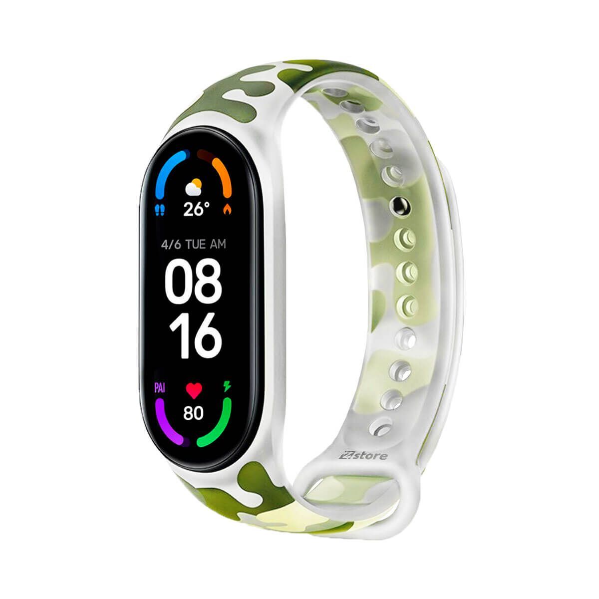 GENERICO - Correa Compatible Con Xiaomi Mi Band 5 y 6 Camuflado Transp Verde Mil