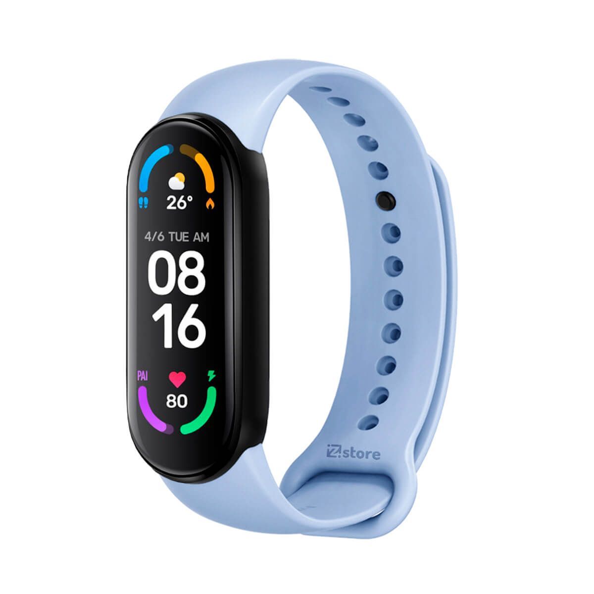 GENERICO - Correa Compatible Con Xiaomi Mi Band 5 y 6 Con Marco Celeste Claro