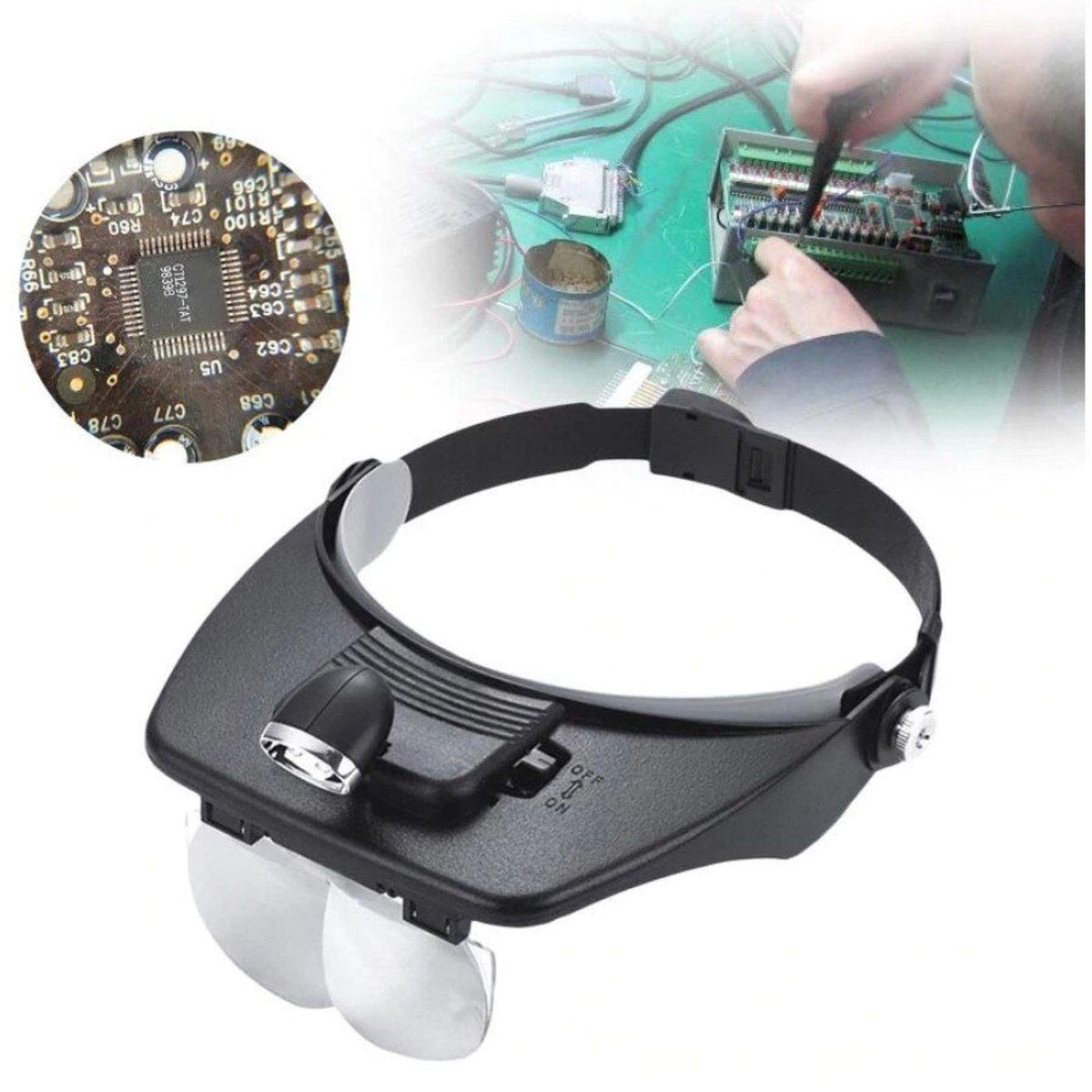 GENERICO - Lupa Visera De Cabeza Con Luz Led Con Medidas Intercambiables