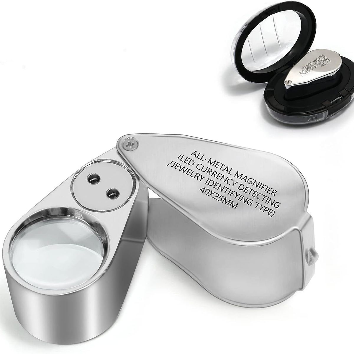 GENERICO - Lupa Entomológica 40x 25mm metálica con luz led