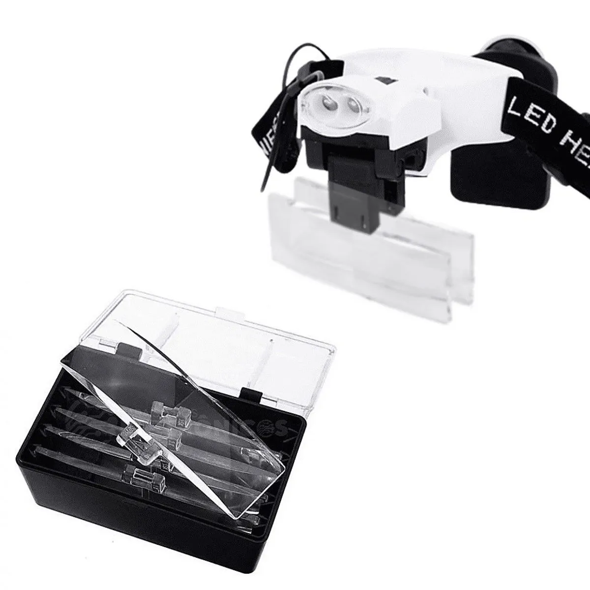 GENERICO - Lupa Visera de Cabeza con Luz con medidas intercambiables