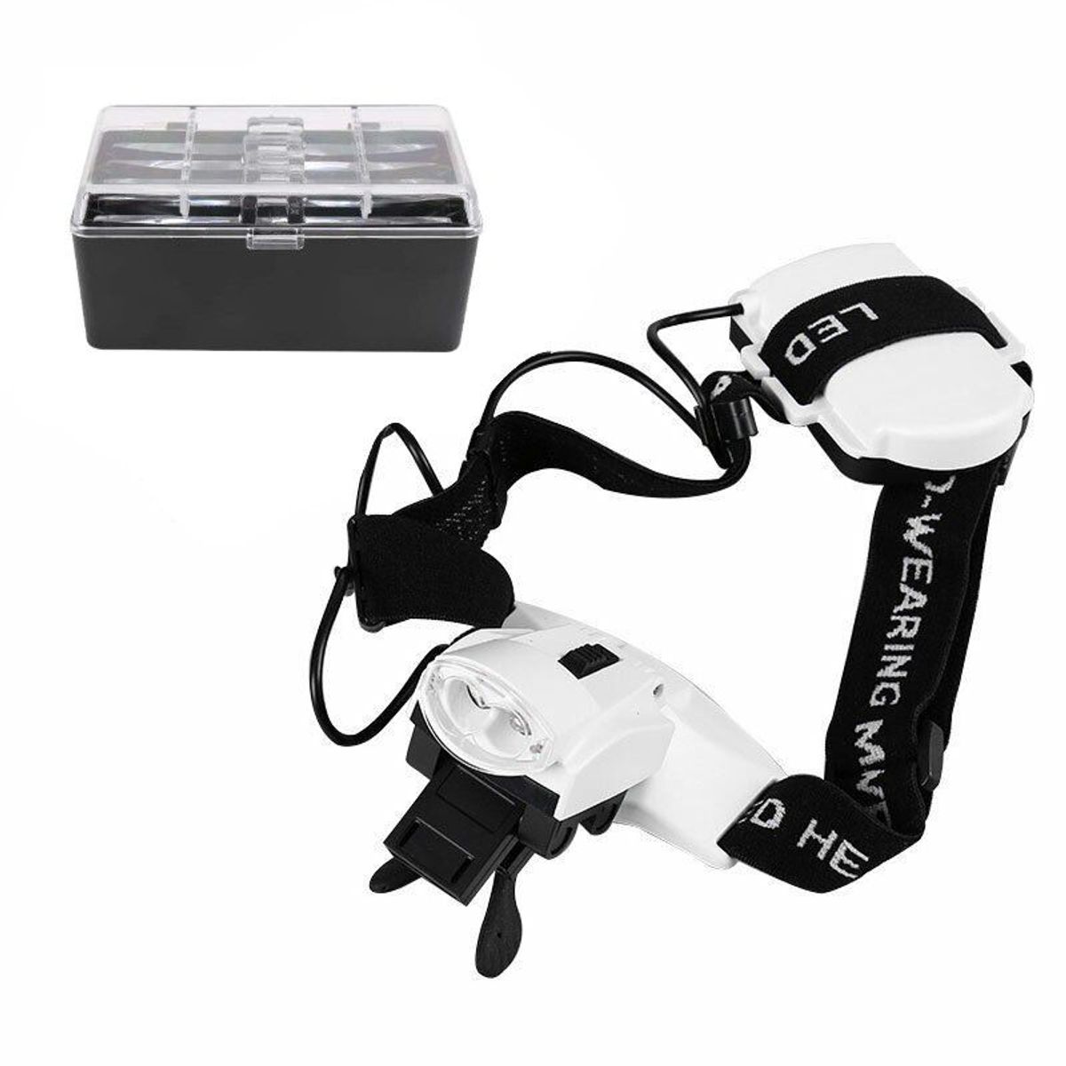 GENERICO - Lupa de Cabeza visera con Luz led con 5 lentes intercambiables