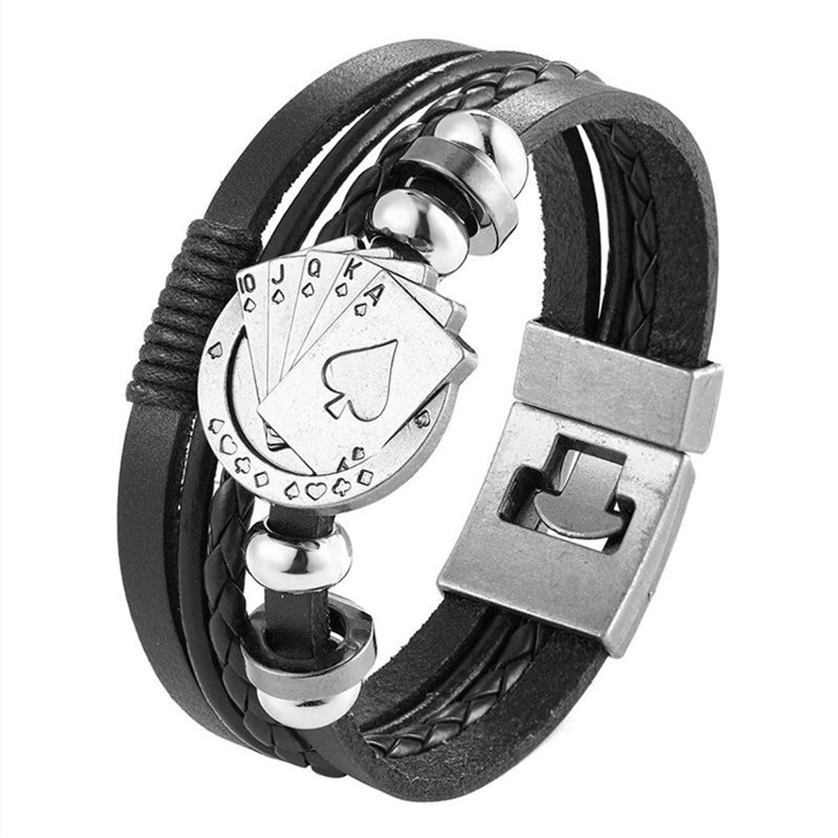 GENERICO - Pulsera de Cuero para hombres - Poker
