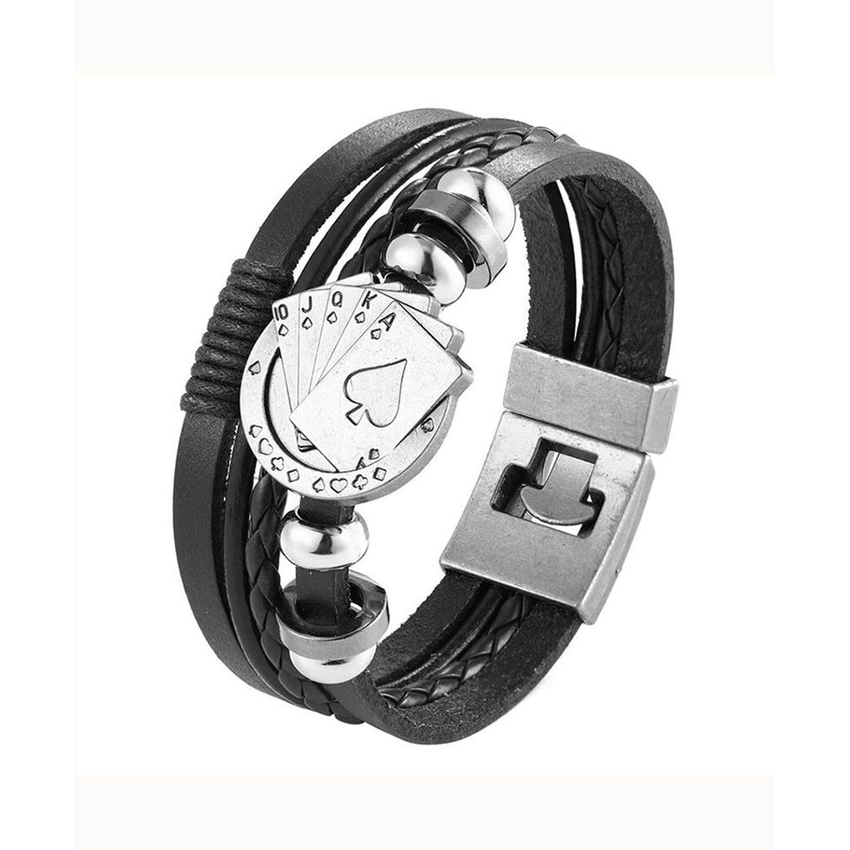 GENERICO - Pulsera de Cuero para hombres - Poker