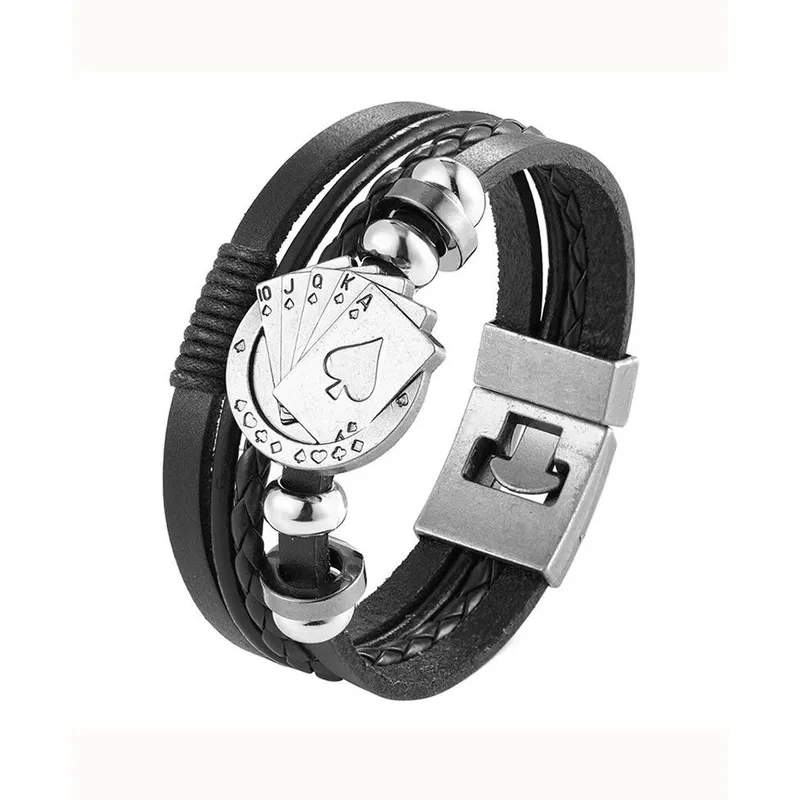 GENERICO - Pulsera de Cuero para hombres - Poker