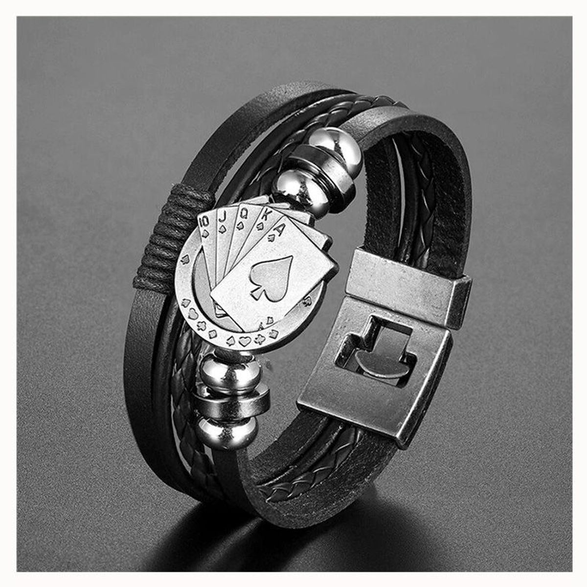 GENERICO - Pulsera de Cuero para hombres - Poker