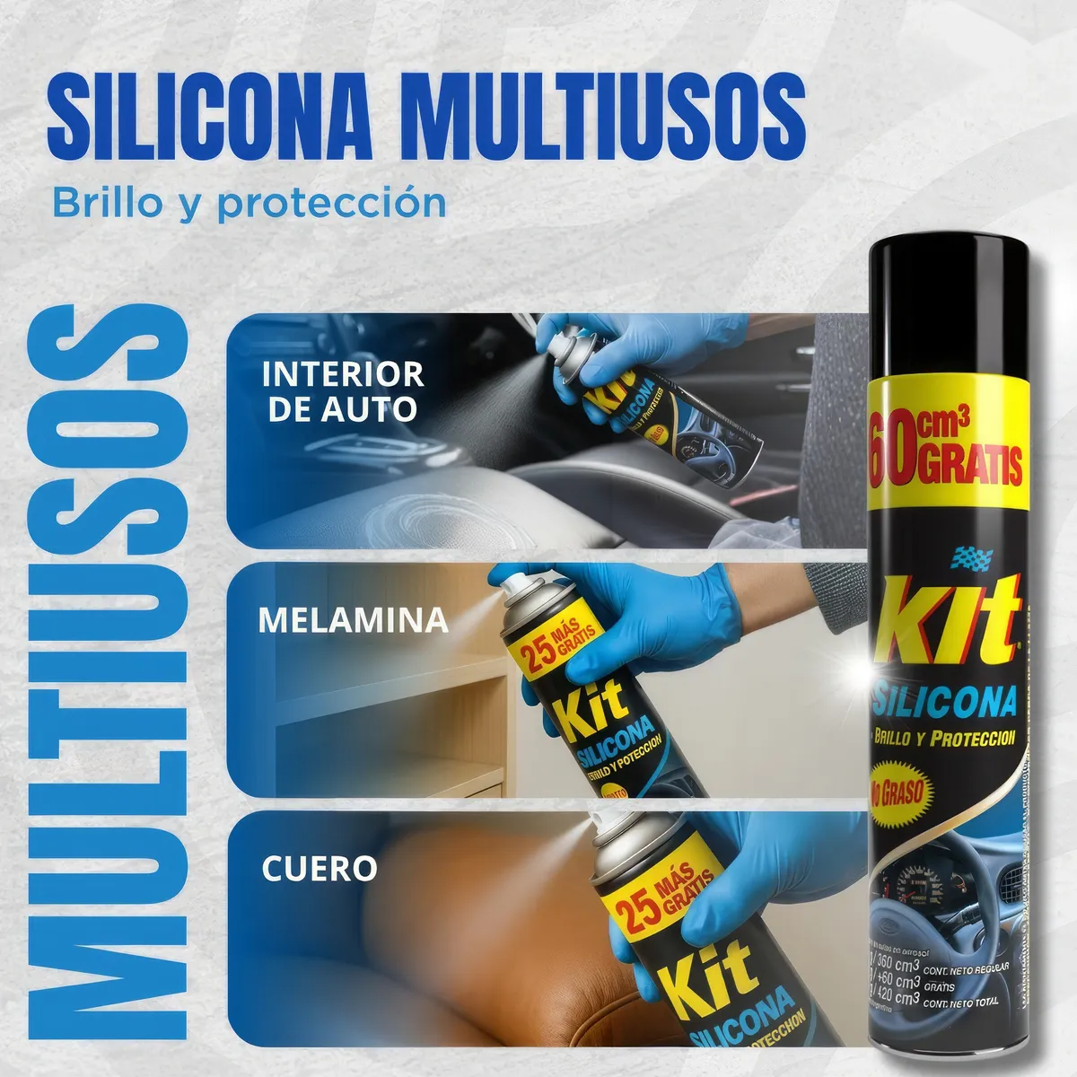 KIT - Silicona Kit Aerosol para Tablero Aroma Auto Nuevo 420ml