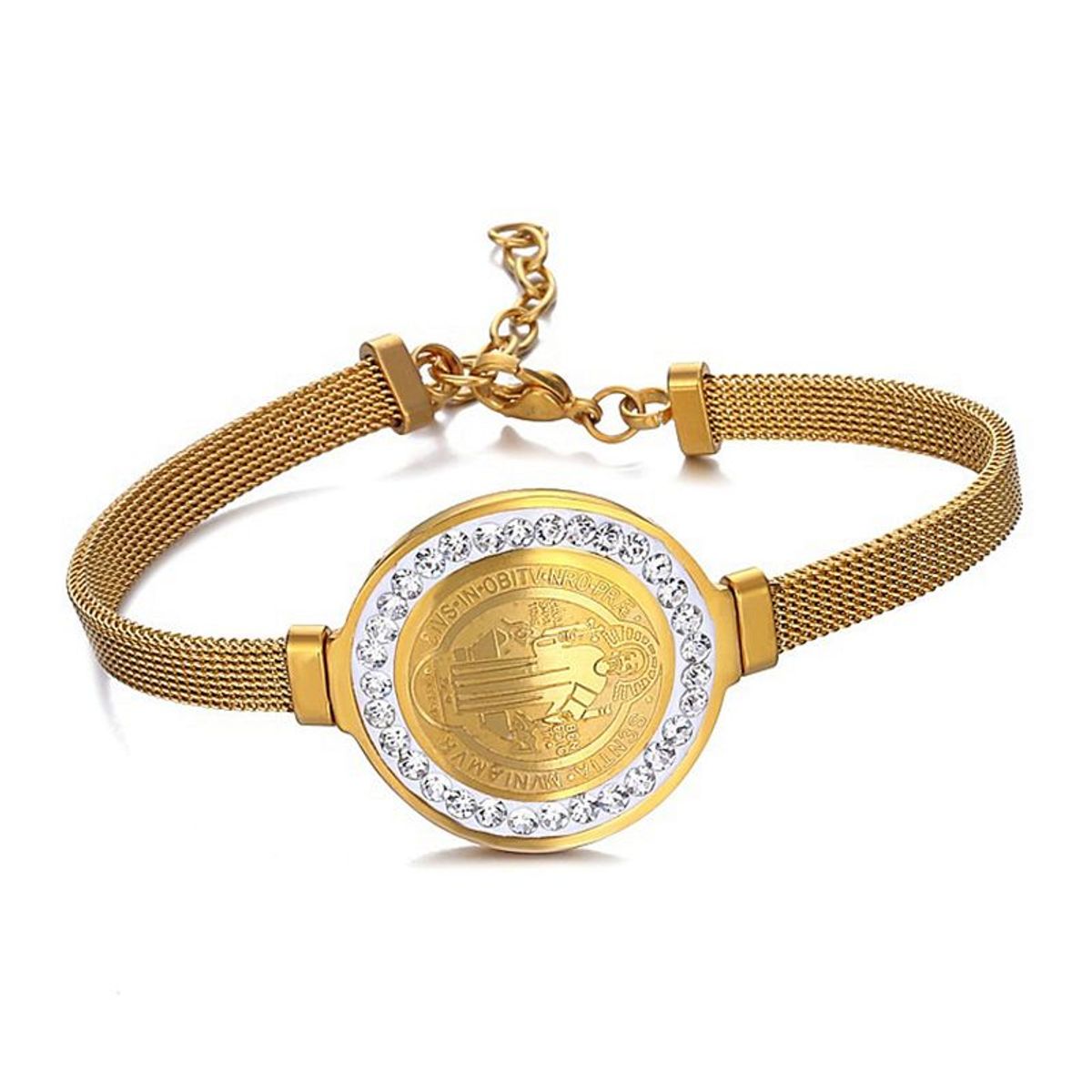 GENERICO - Pulsera Religiosa De San Benito De Acero Inoxidable