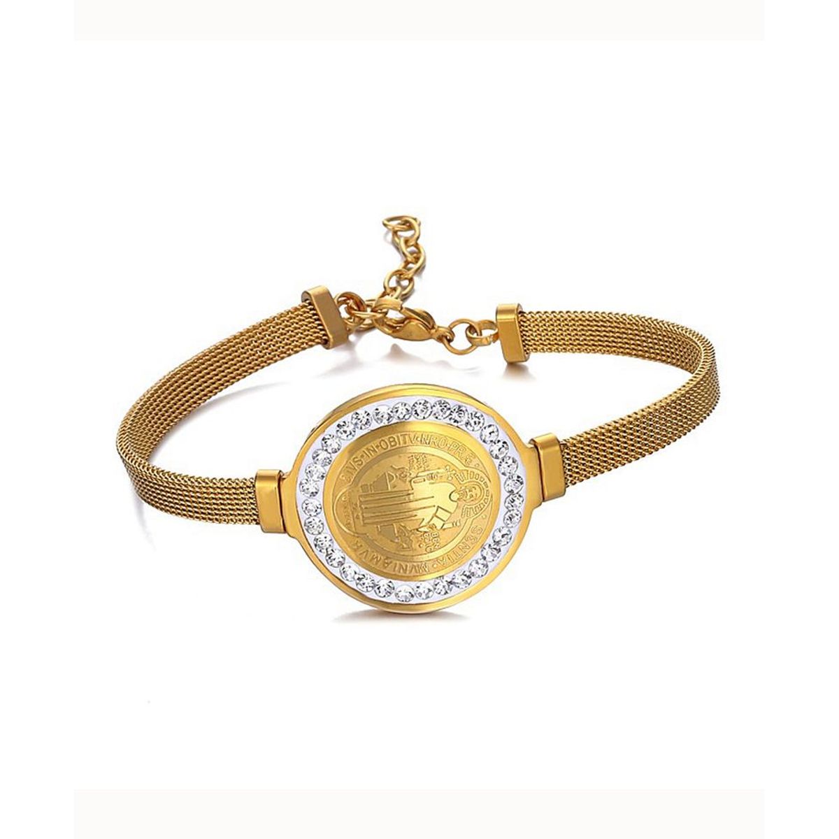 GENERICO - Pulsera Religiosa De San Benito De Acero Inoxidable