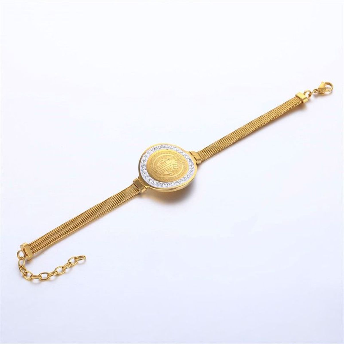 GENERICO - Pulsera Religiosa De San Benito De Acero Inoxidable