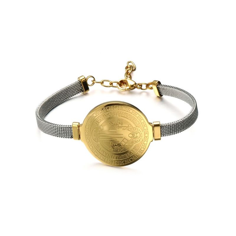 GENERICO - Pulsera Religiosa De San Benito De Acero Inoxidable