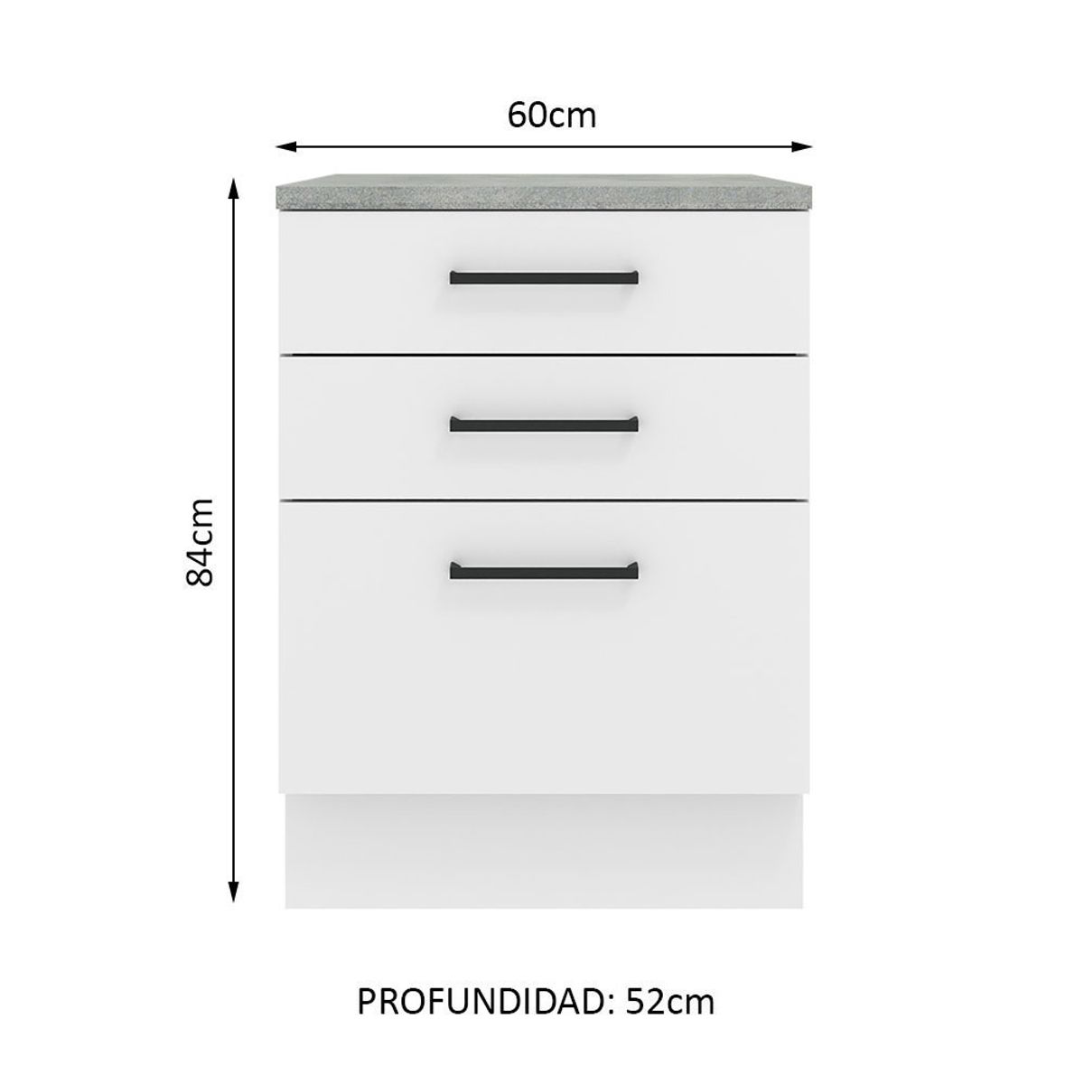 MADESA - Mueble de Cocina Agata 60 cm 3 Cajones