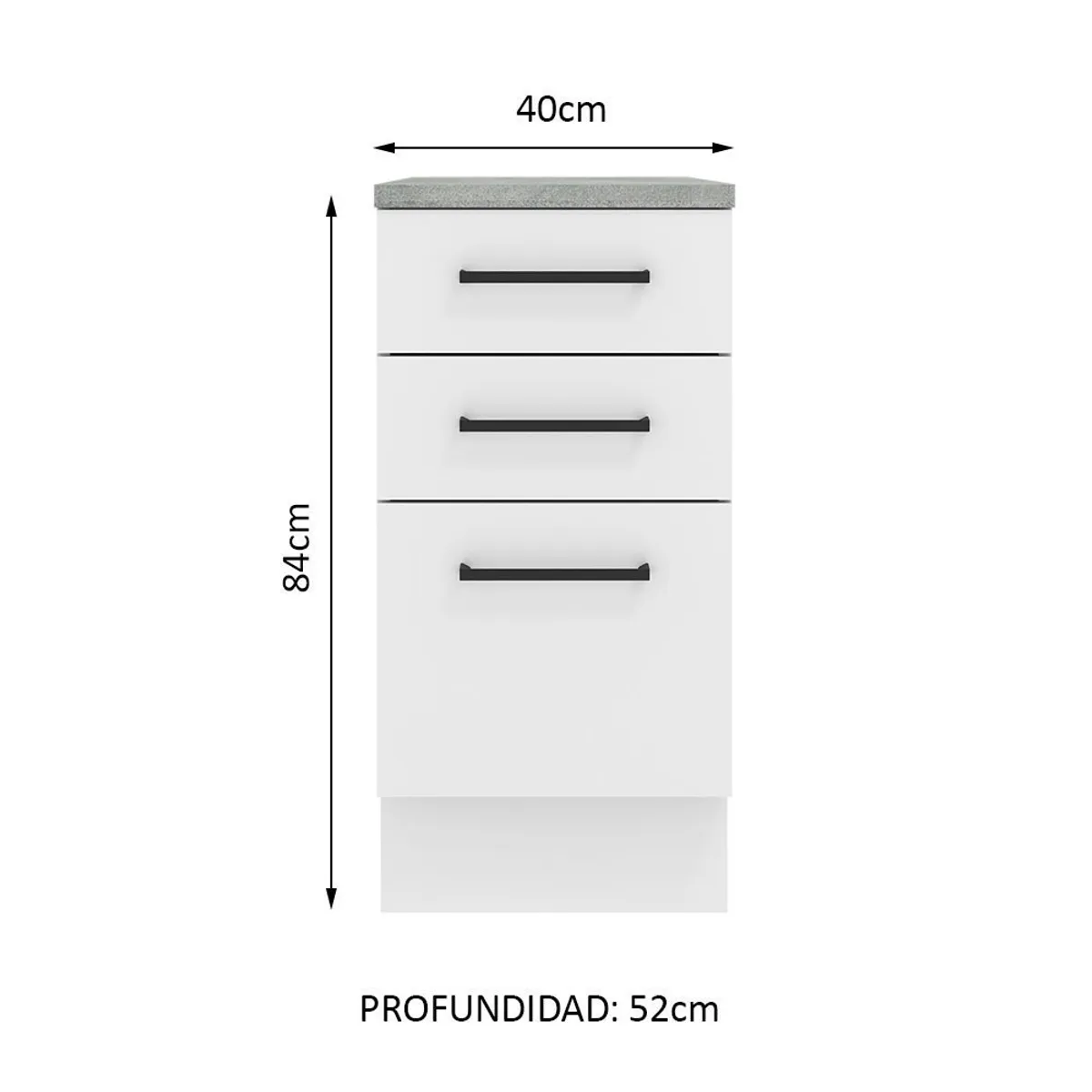 MADESA - Mueble de Cocina Agata 40 cm 3 Cajones