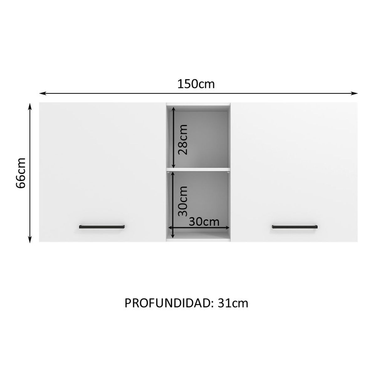 MADESA - Alacena de Cocina Agata 150 cm 2 Puertas 2 Nichos Centrales
