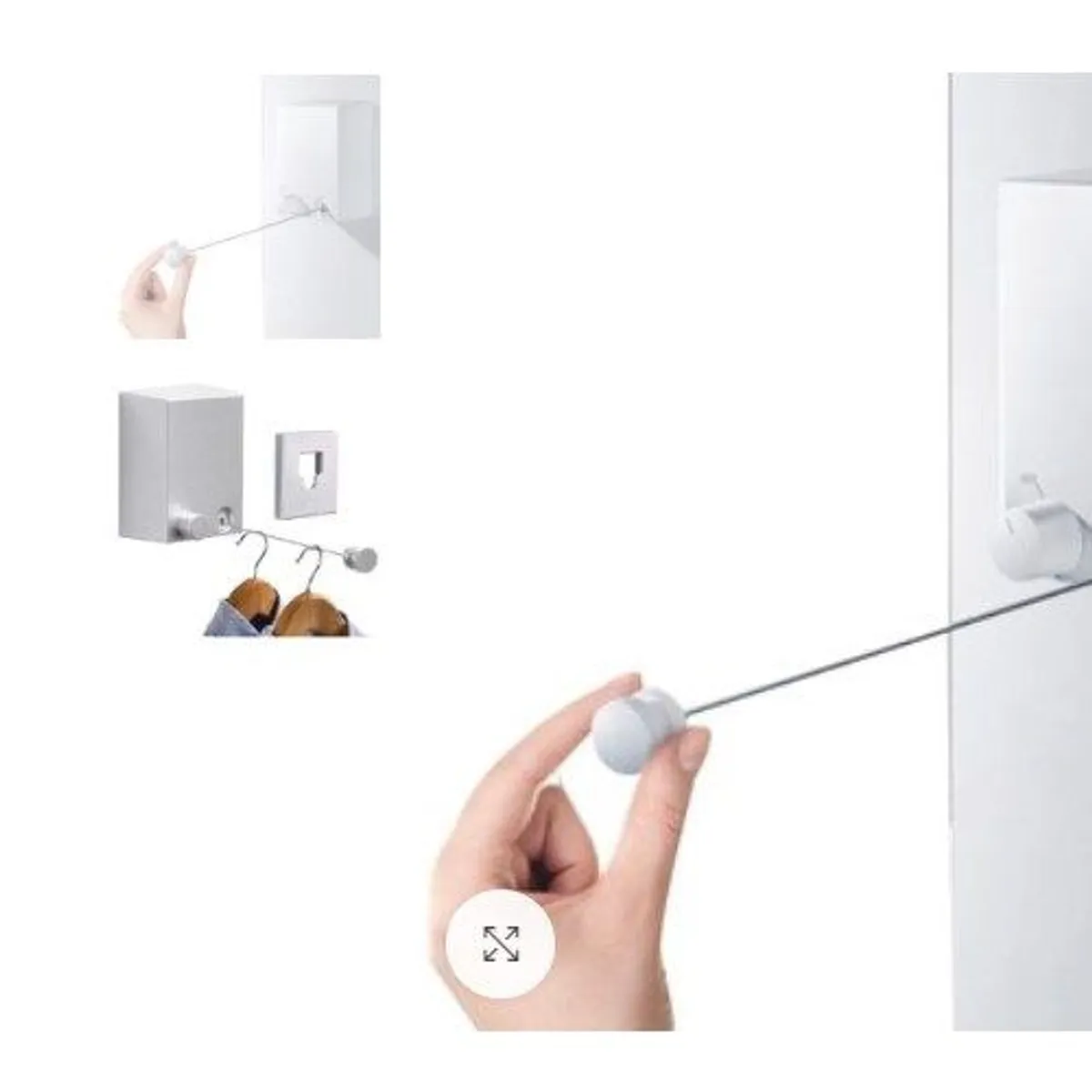 GENERICO - Tendero de ropa retractil plegable para interiores y exteriores