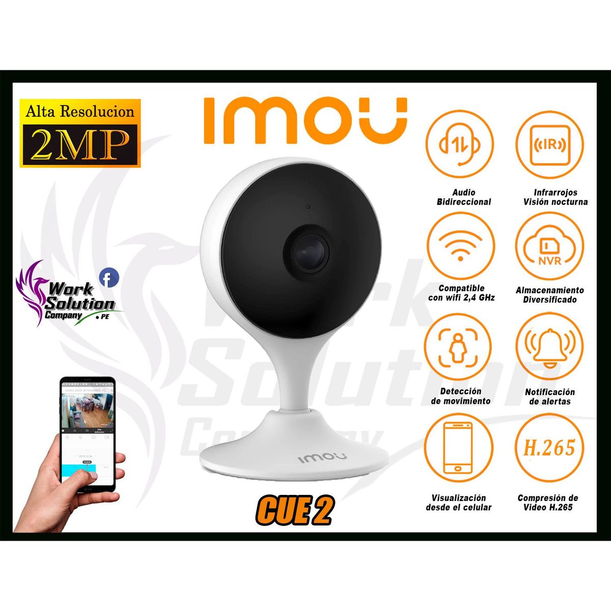 IMOU - Cámara de Seguridad Wi-Fi CUE 2 Cubo Full HD Inteligente