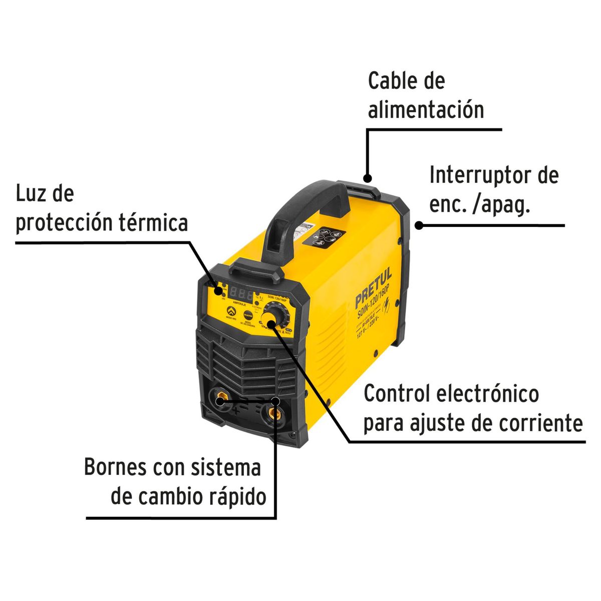 PRETUL - Soldadora inversora Maquina de Soldar 160A Bi-voltaje 127220V Pretul