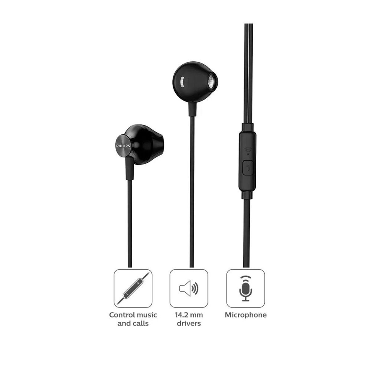 PHILIPS - Philips TAUE101 Audífono In-Ear con Micrófono Control de Música- Negro