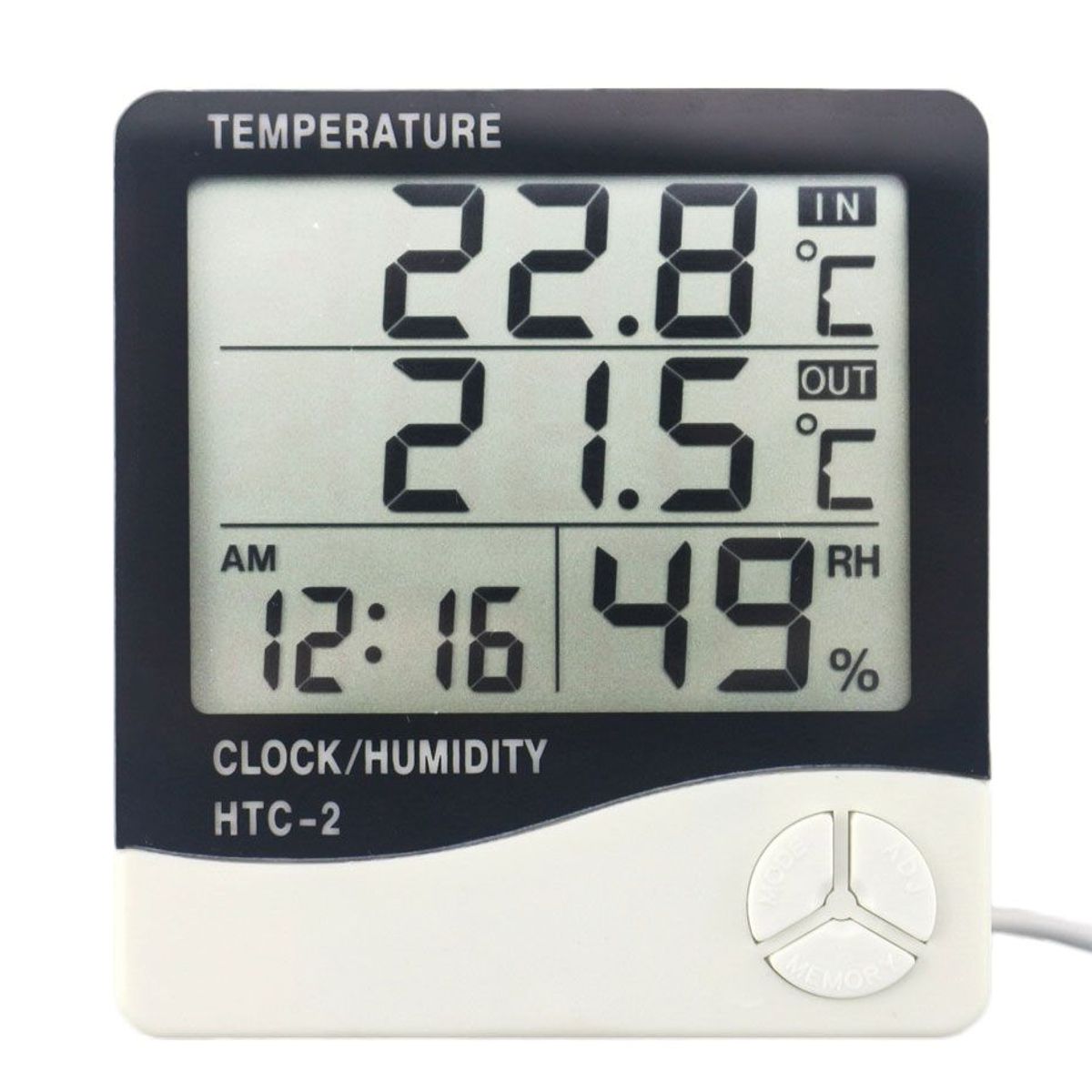 GENERICO - Reloj  Medidor de Humedad y Temperatura Para Interiores y Exteriores