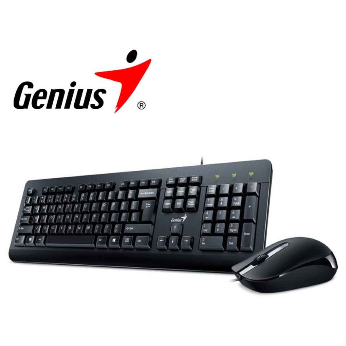 GENIUS - Genius KM-160 Kit de TecladoMouse Clásico Alámbrico Usb PC - Negro