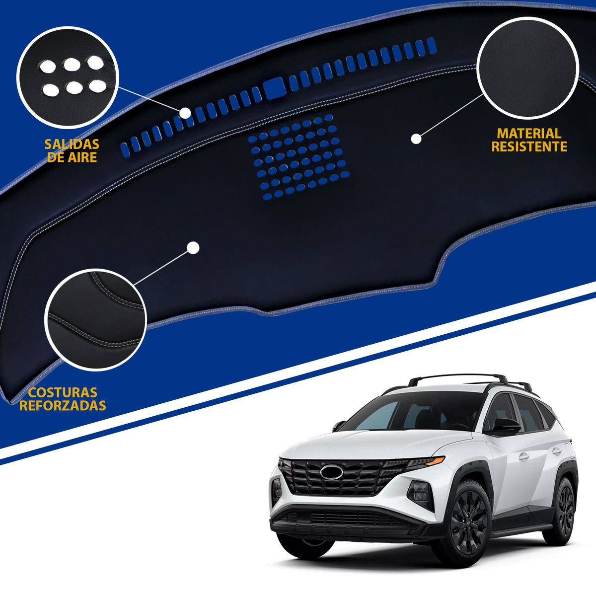 TECGO - PROTECTOR CUBRE TAPETE TABLERO TIPO HYUNDAI TUCSON 2022