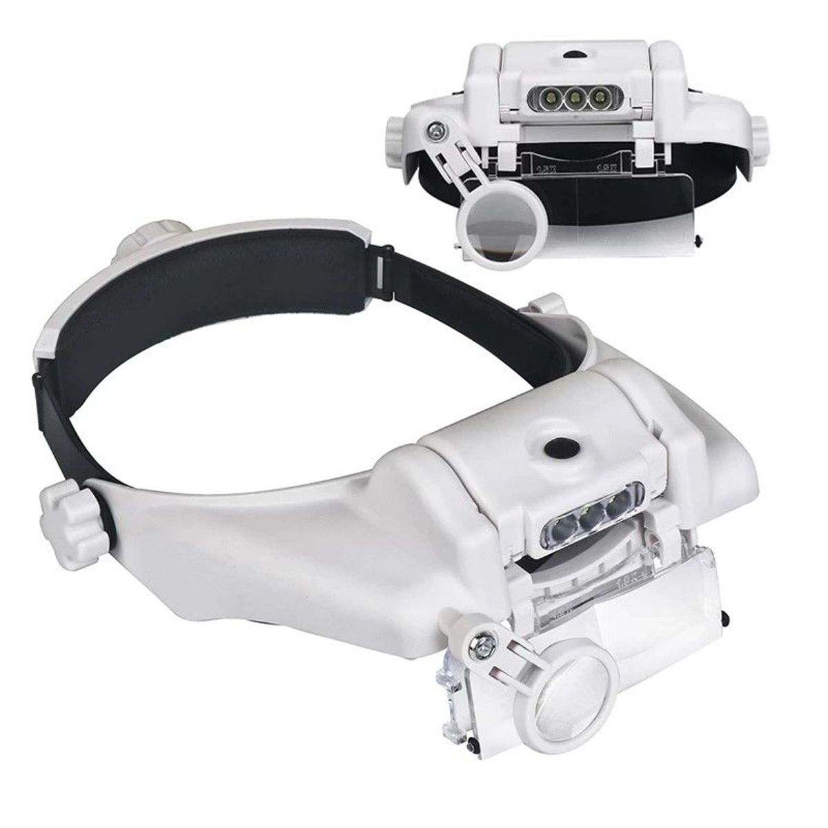 GENERICO - Lupa Lente Visera De Cabeza Con Luz Led + 5 Lentes