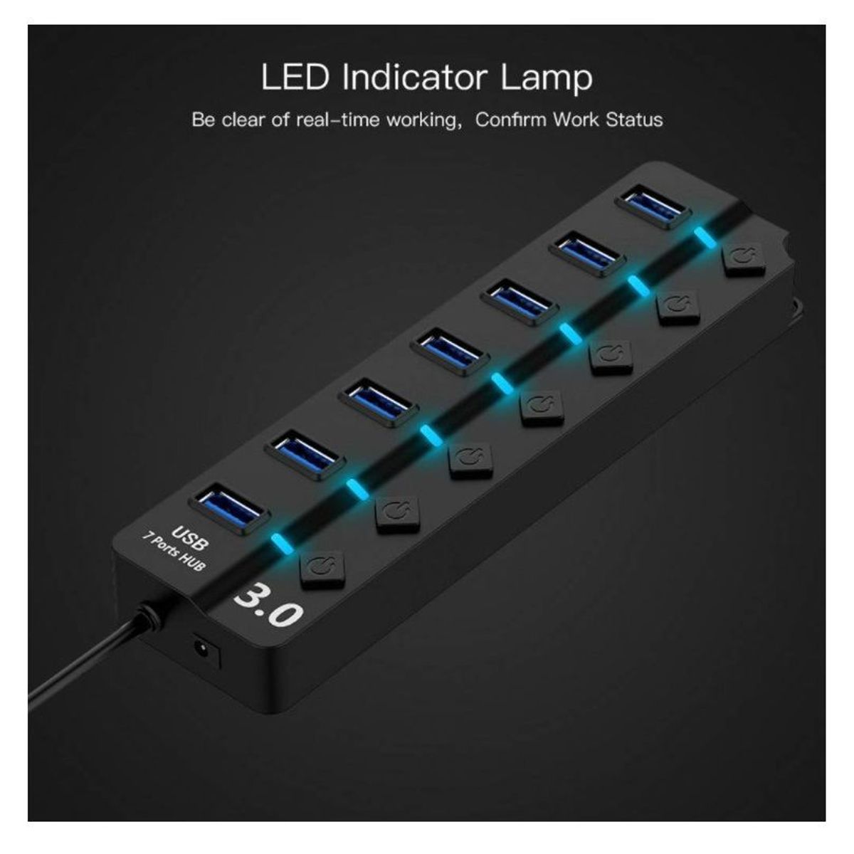 OEM - HUB Usb 3.0 de 7 Puertos Con Interruptor individual 5Gbps