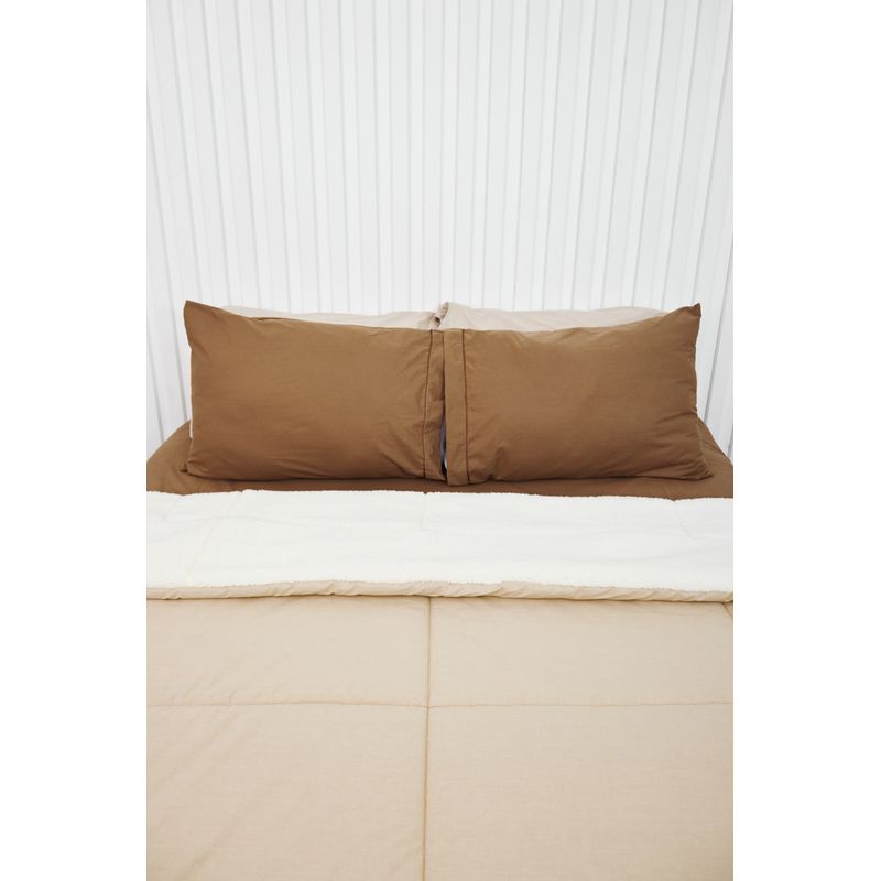 COBITEX HOME - Sábanas Chocolate + Edredón con Corderito Arenita 2 Plazas Cobitex 100% Algodón