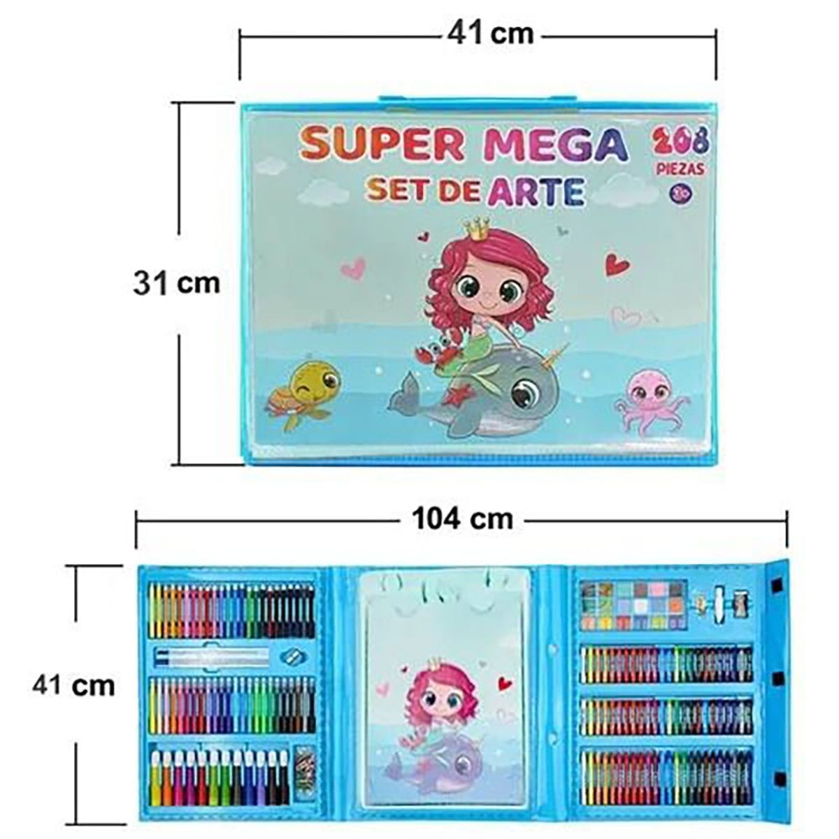 GENERICO - MEGA SET DE ARTE 208 PZ  ROSA PRINCESA