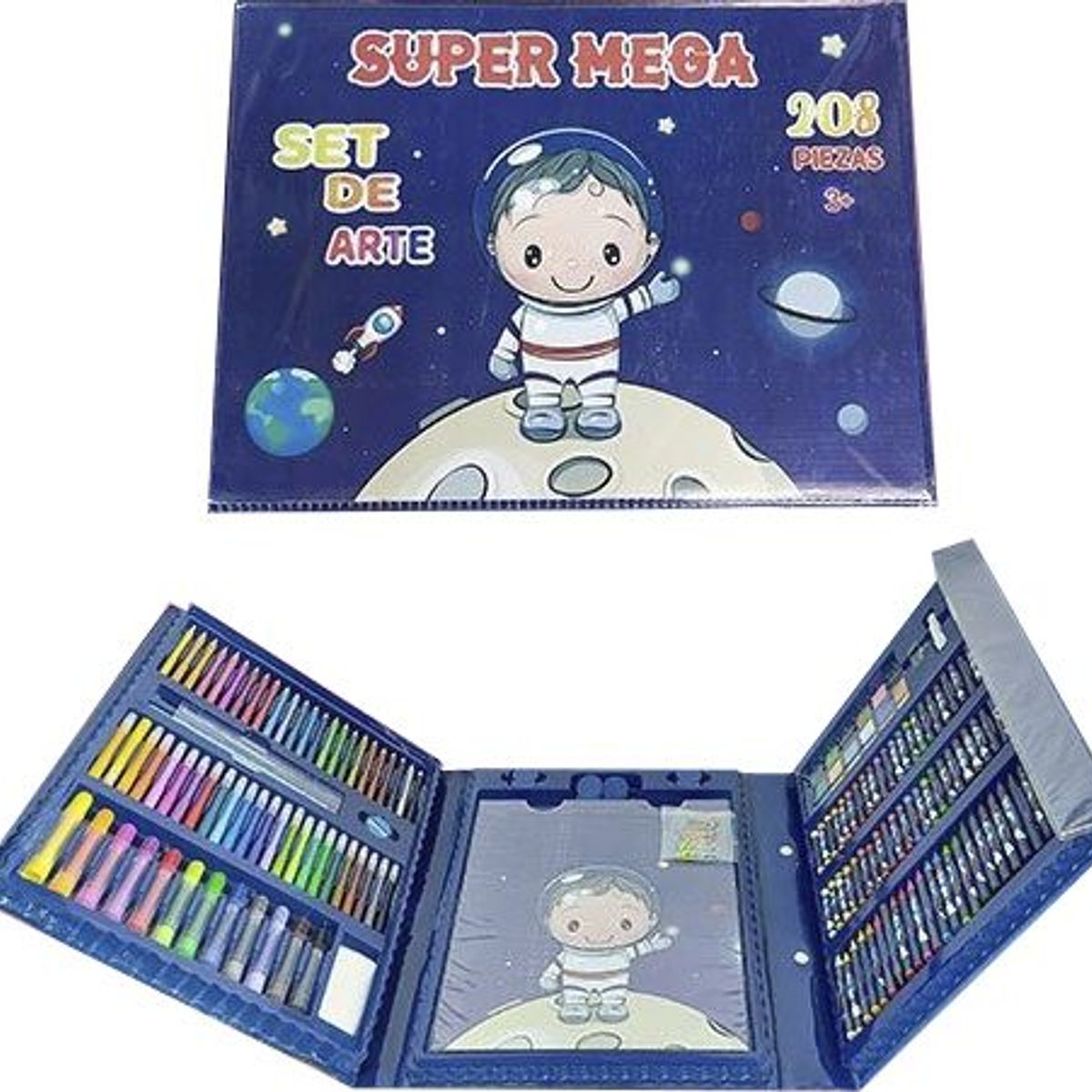 GENERICO - MEGA SET DE ARTE 208 PZ  AZUL ASTRONAUTA