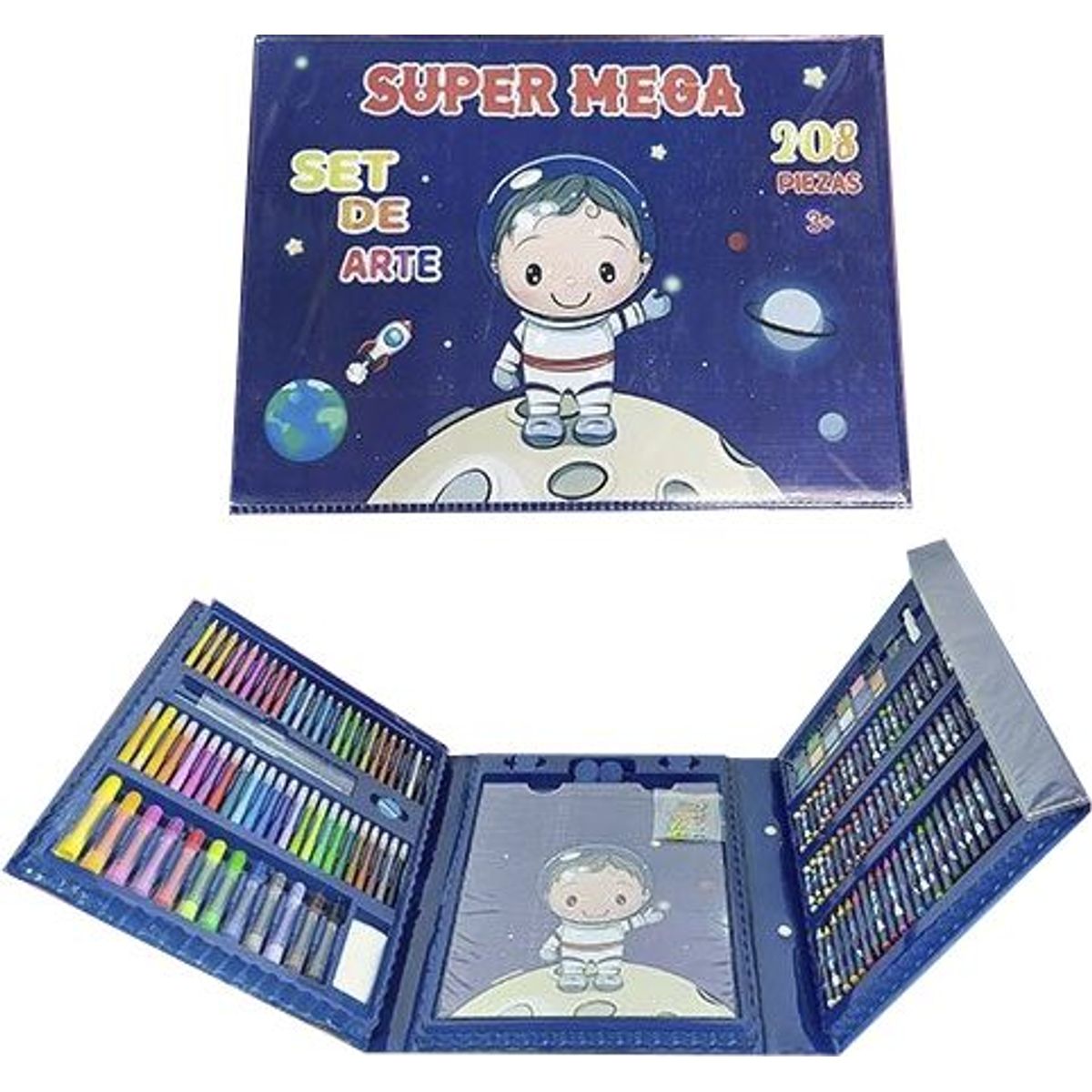 GENERICO - MEGA SET DE ARTE 208 PZ  AZUL ASTRONAUTA