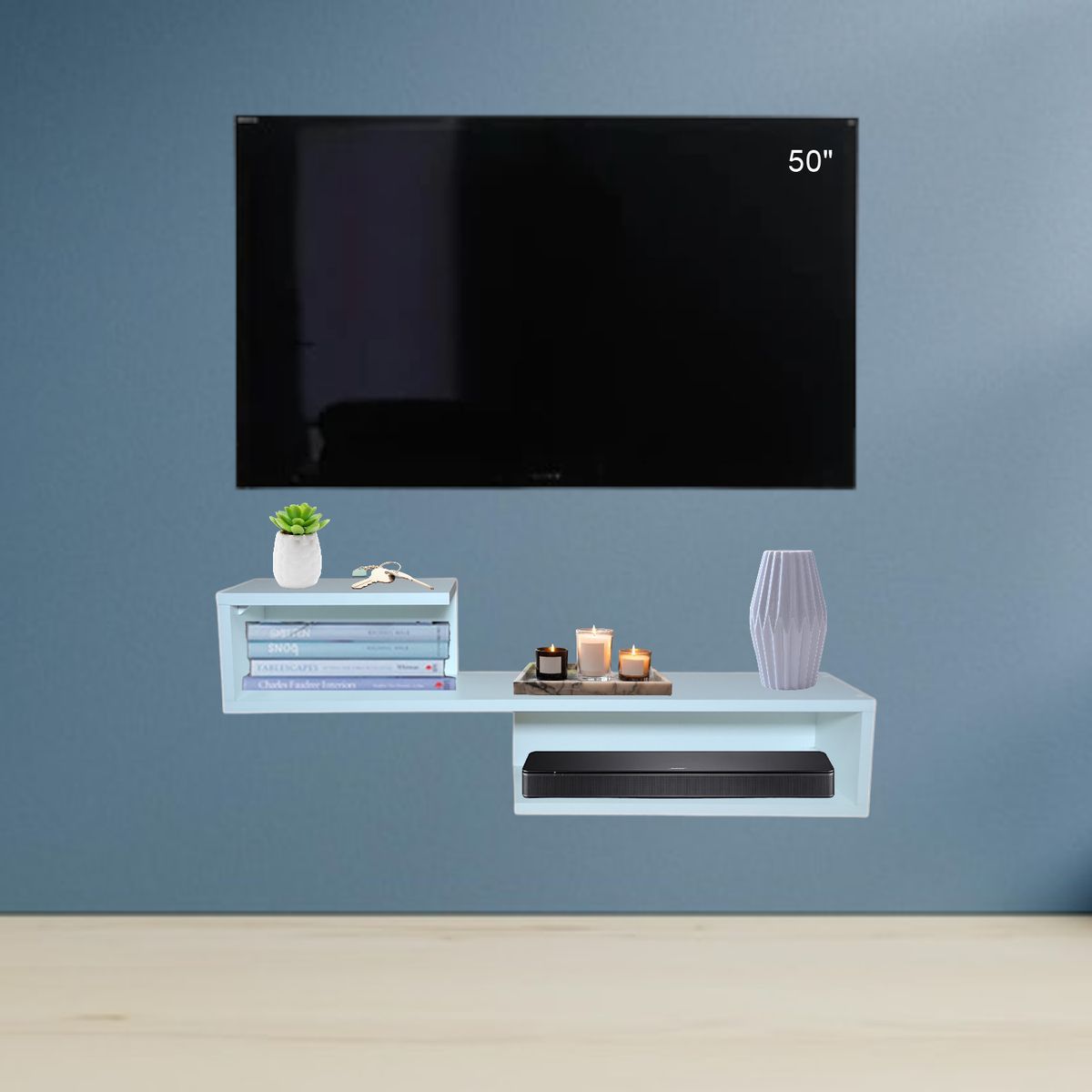 GENERICO - Estante Flotante para TV Multifuncional London Melamina Blanca