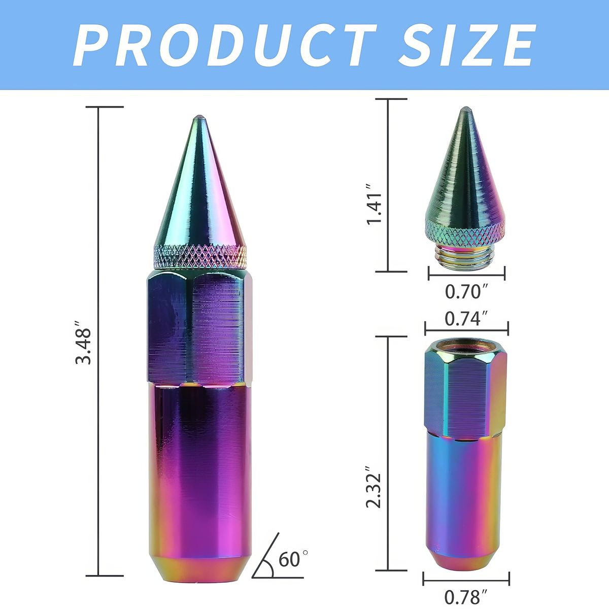 GENERICO - Seguro de Tuerca Tunnig 12×15mm Tornasol 20pcs