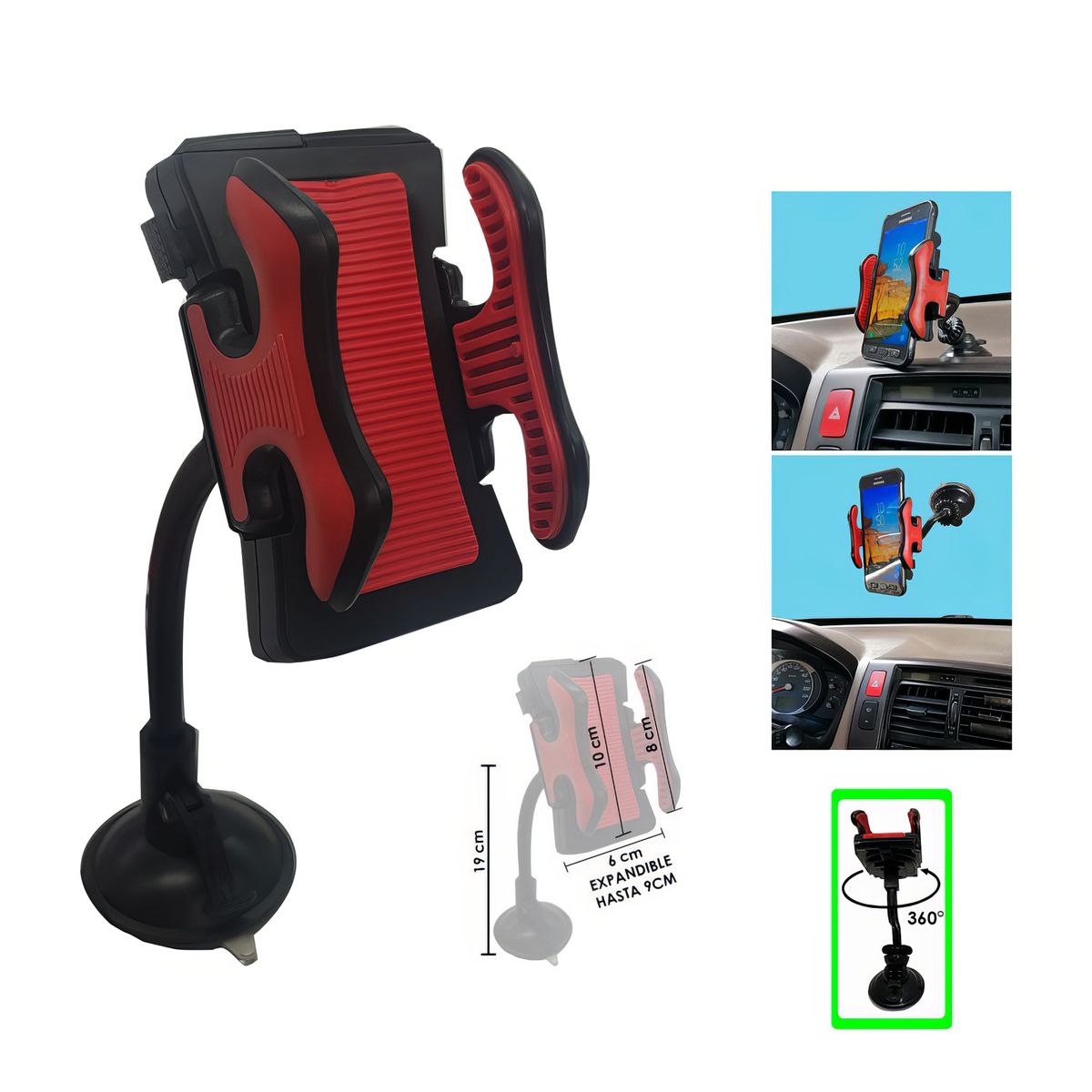 GENERICO - Soporte para Celular de Cuero Universal Rojo