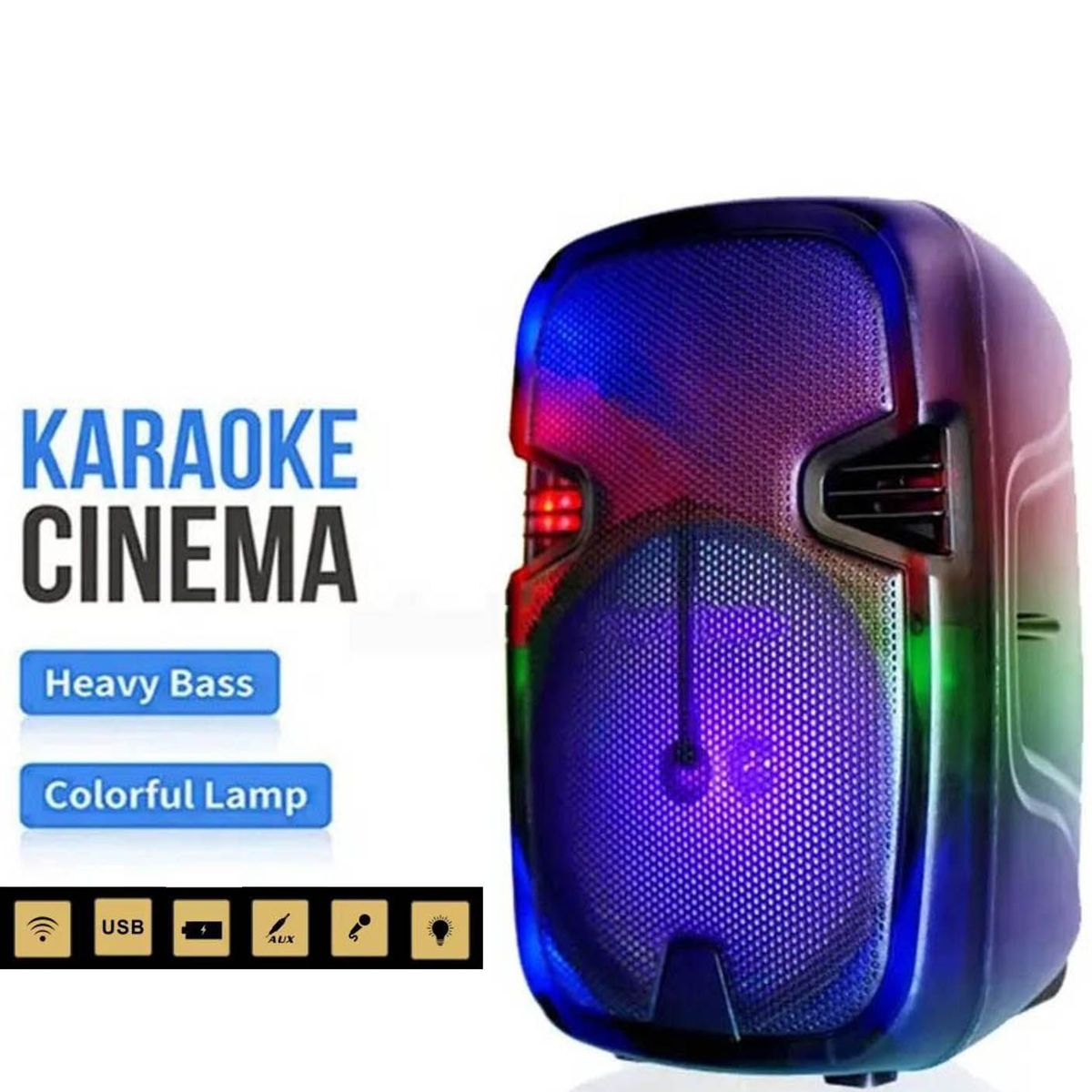 GENERICO - PARLANTE PORTATIL  BLUETOOH KARAOKE  LED RGB WATERPROOF - PartyBox